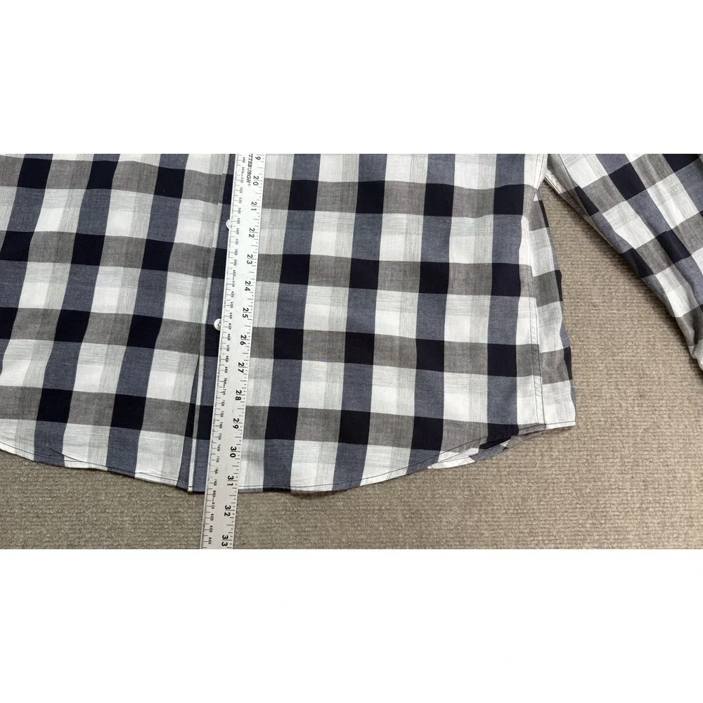 Banana Republic Shirt Mens Large Blue Check Long Sleeve Button Front Casual
